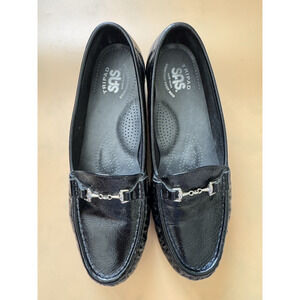 SAS Womens 8.5 Metro Black Leather Slip-On Horsebit Moc Loafers Comfort Shoe